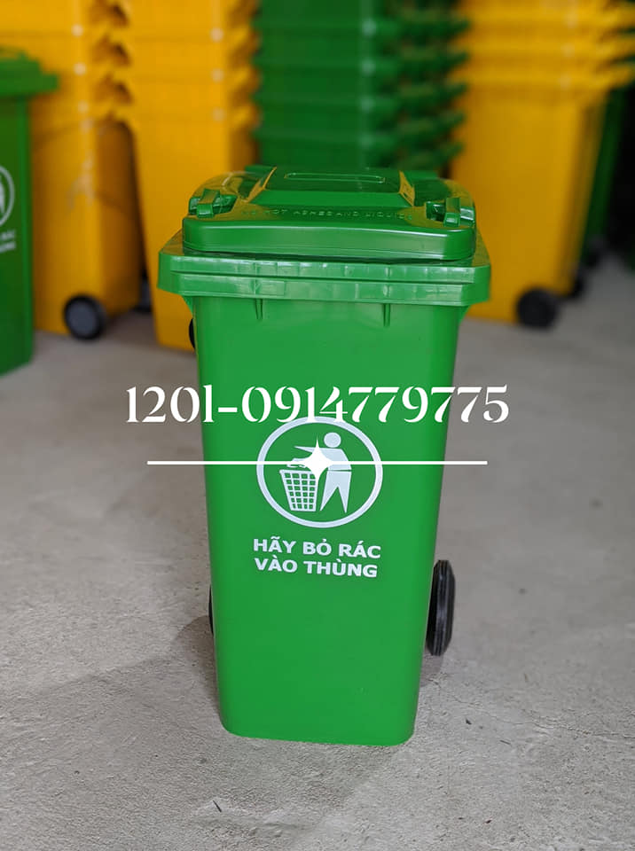 thùng rác 120 lít xanh 2