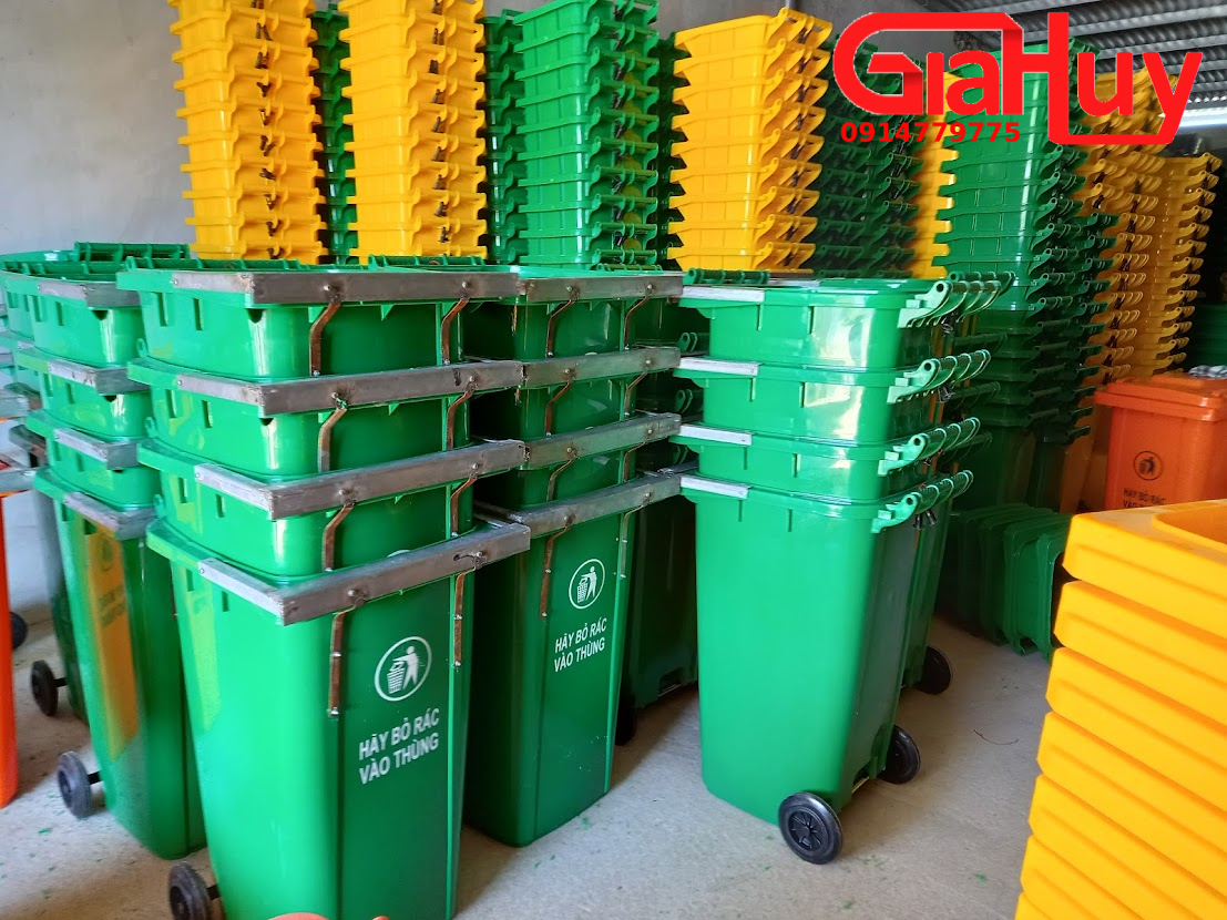 thùng rác 240 lít được gia cố miệng để chống hư hỏng