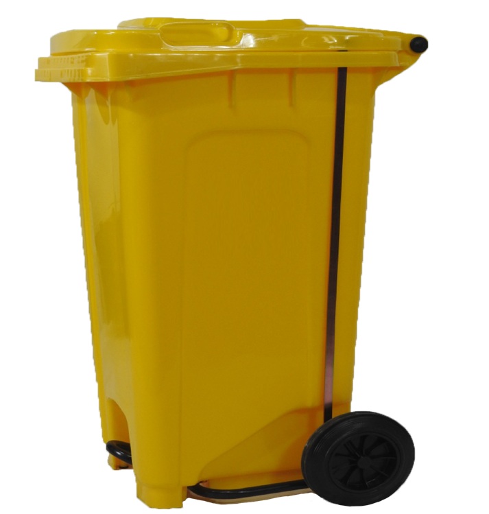 Thùng rác 240 lít vàng đạp chân nhap khau