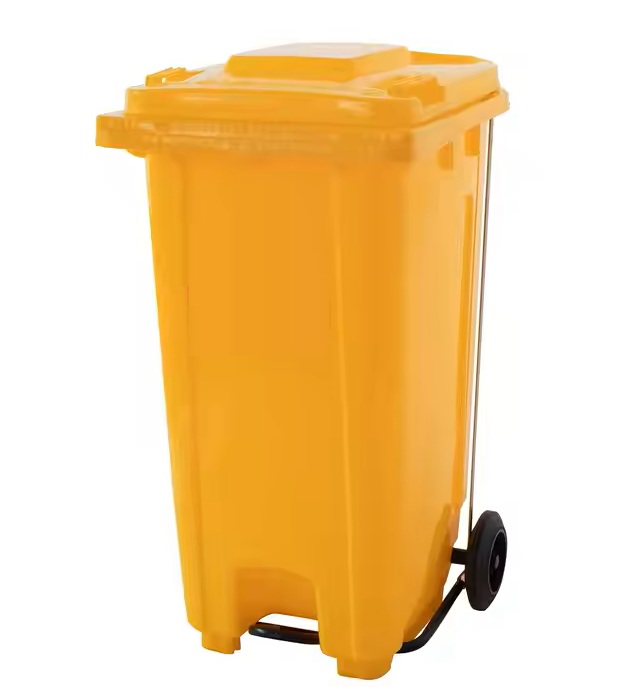 Thùng rác 240 lít vàng đạp chân