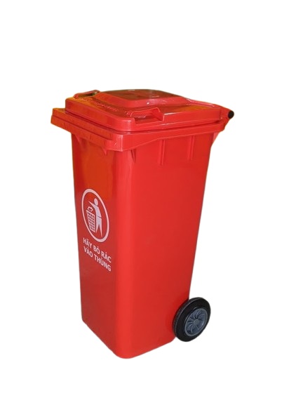 Thùng rác nhựa 120 lít màu đỏ giá rẻ